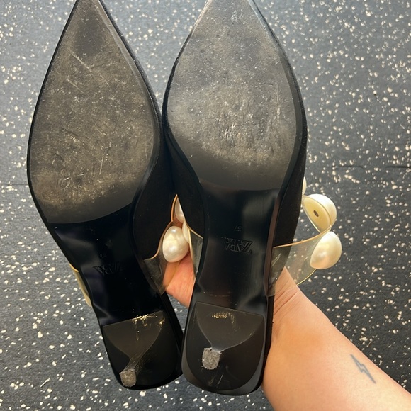 Zara black kitten heels with faux pearls - Picture 4 of 4